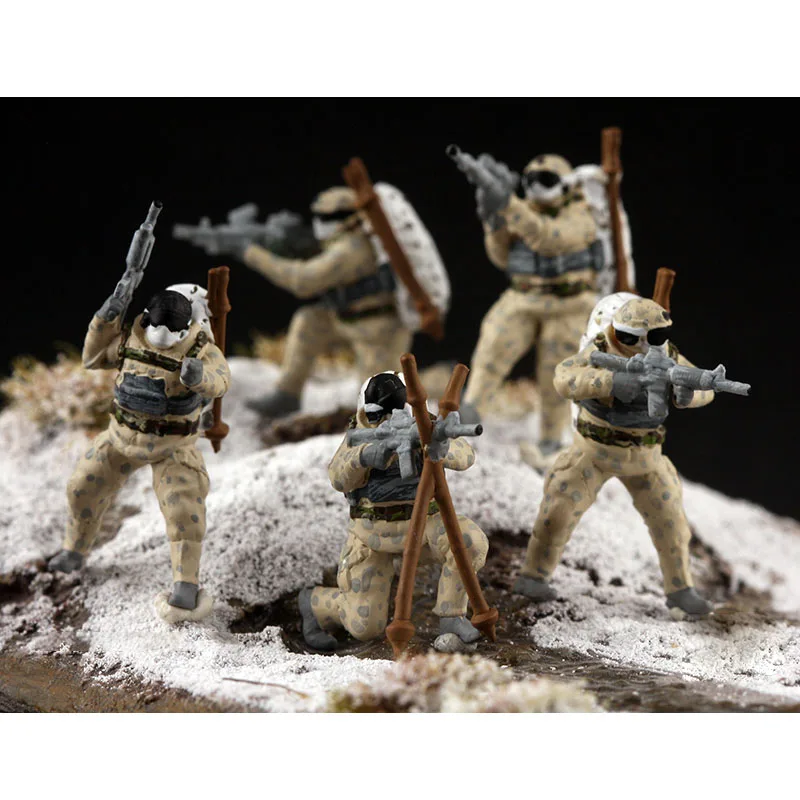 Militar Snow Seal Soldiers Action Figures, Acessório Cena DIY, Bonecas Modelo, Coleção Presentes para Fãs, Escala 1: 72, 5 peças