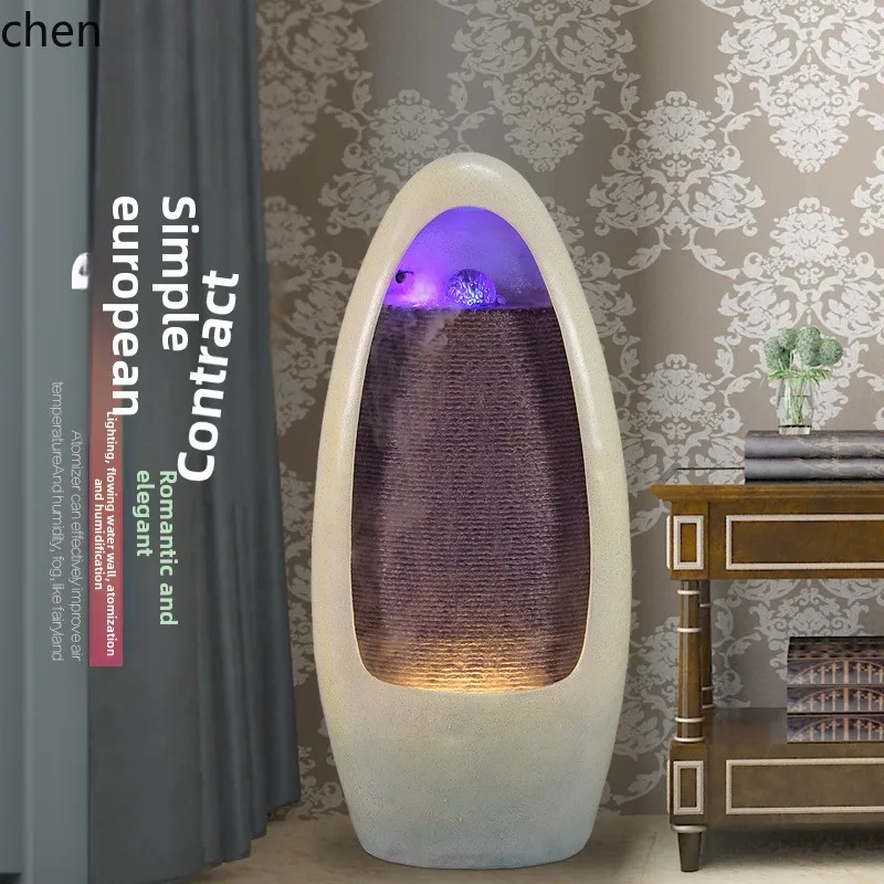 CZ Flowing Water Fountain TV Cabinet Beside Balcony Floor Ornament Home Decor Humidifier