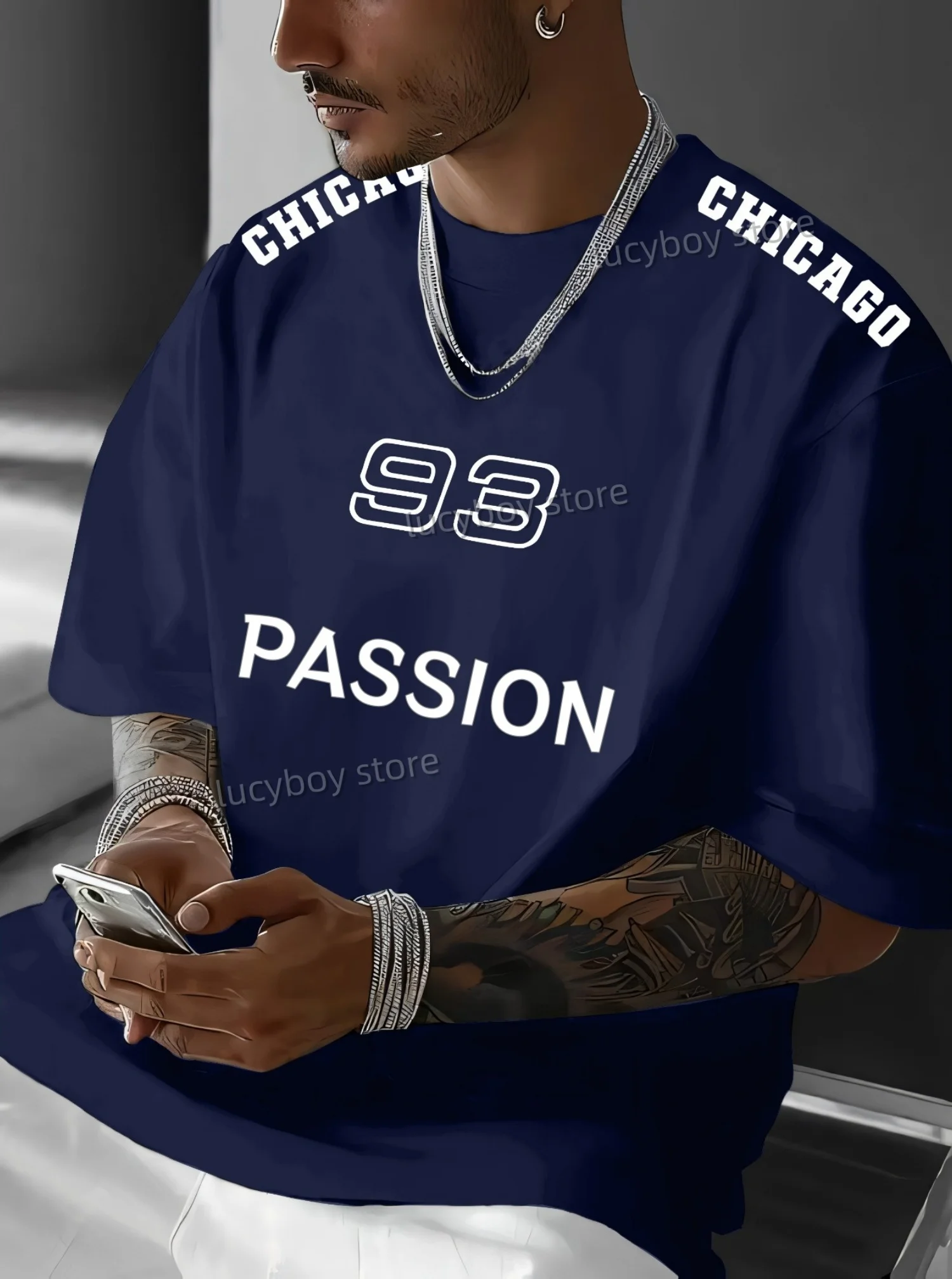 

Men PASSION No.93 Printed Short Sleeve T Shirt Man O-Neck Sportwear jerseys Racing Football Tee Vintage Casual Tops Men Clothes