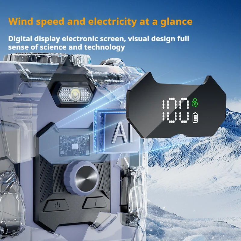 مروحة معلقة على الخصر عالية السرعة، مشبك خصر محمول USB، بطارية 8000 مللي أمبير في الساعة، مروحة صغيرة لبنك الطاقة في موقع البناء الخارجي، يمكن ارتداؤها #5