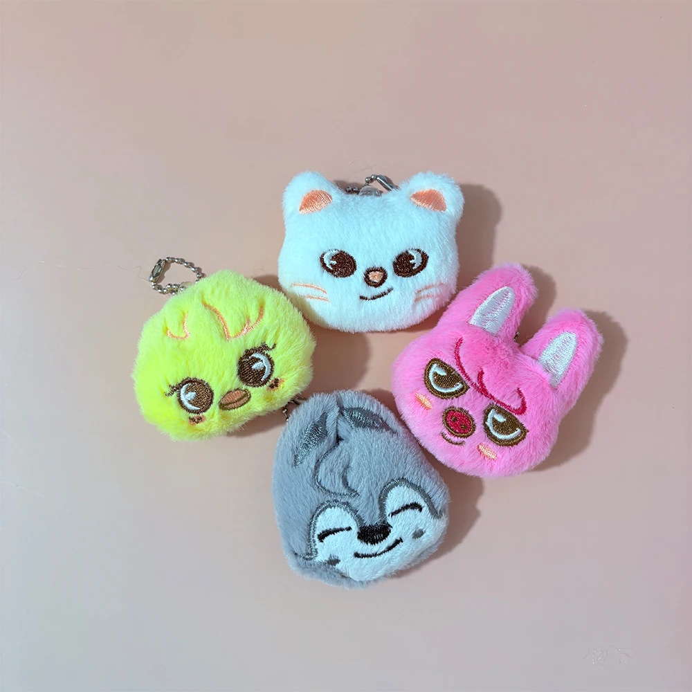 8pcs Cute Animal Designs Mini Keychain Plush Cartoon Stuffed Animal Doll Keyring KPOP Fans Gift Cute Pendant Birthday Gifts image 3