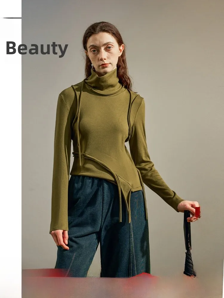 

Женская шерстяная футболка с высоким воротом, облегающая, однотонная, базовая, для ношения под одеждой, для осени и зимы