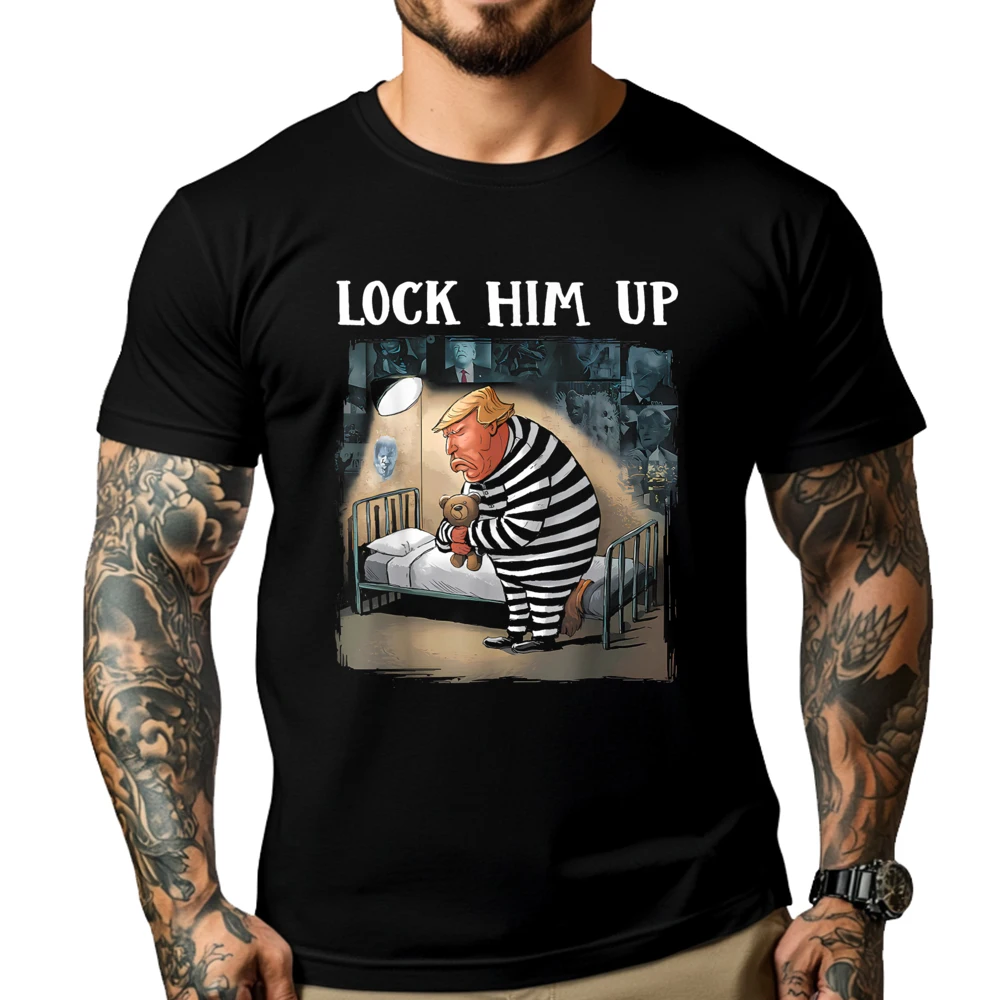 Lock Him Up Anti Trump 2025 Funny Jail Trump For Prison Teeshirt Band Tshirts St Patrick's Day