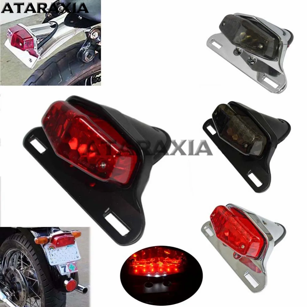 Universal Lucas Style Classic Vintage Brake LED Lamp Rear Stop License Plate Motorcycle Tail Light For Triumph British Cafe Race