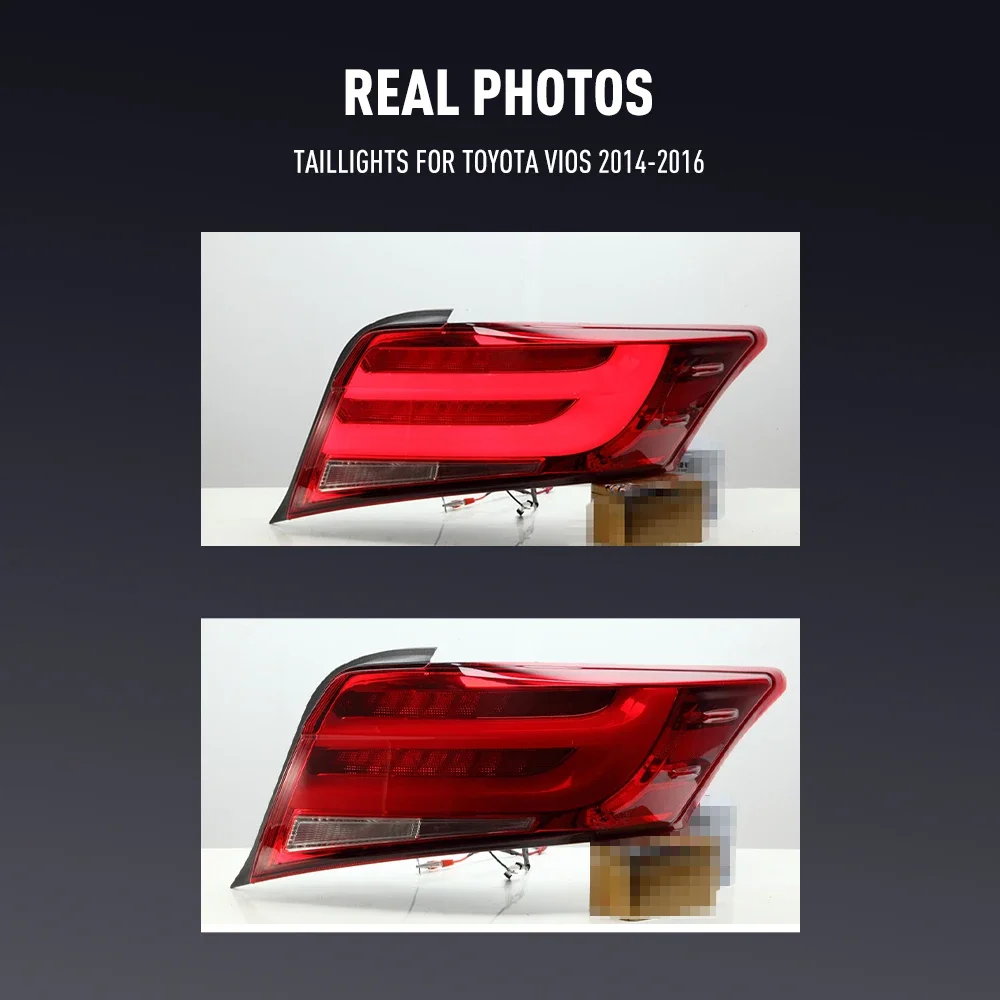 زوج من أضواء خلفية LED لتويوتا فيوس 14-16 DRL عكس الفرامل إشارة دوران سيارة الخلفية الذيل ضوء الجمعية التوصيل والتشغيل 2 قطعة