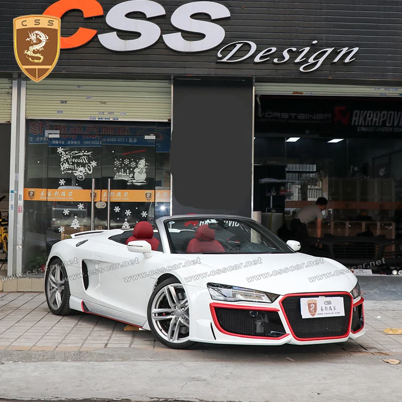 

Стайлинг гоночного автомобиля для Audi R8 V10 2007-2015, комплект кузова, модифицированный передний и задний бампер из стекловолокна в стиле RE, боковая юбка, обвесы