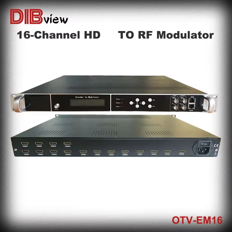 OTV-EM16 Multi-channel HD H.264 Encoder With up to 16 Channels HDMI Input to DVBC T/ATSC/ISDB-T/Tb RF Output Modulator