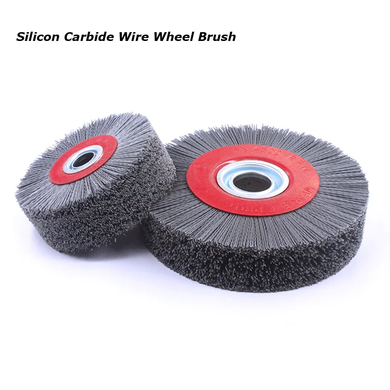 Dia130/200mm Silicon Carbide Abrasive Wire Polishing Flat Circular Brush Wheel For Wood Rust Stainless Steel Alumina Deburring