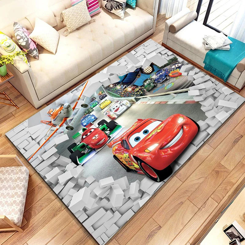 Disney Cars Lightning Mcqueen Cartoon Carpets Bedroom Play Mats Rug Bedroom Carpet Living Kid\'s Room Baby Crawl Bedside Mat Gift