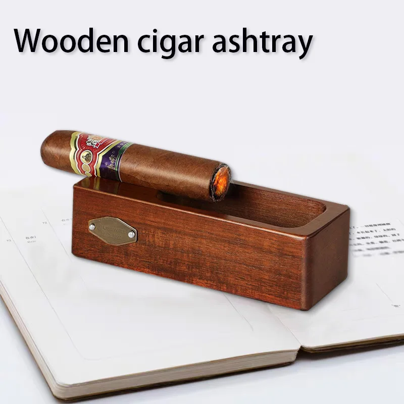 

High-end Cigar Ashtray Wooden Ashtrays Smokers Outdoor Home Office Decoration Useful Ashtray Portable Travel Ashtray Men's Gift