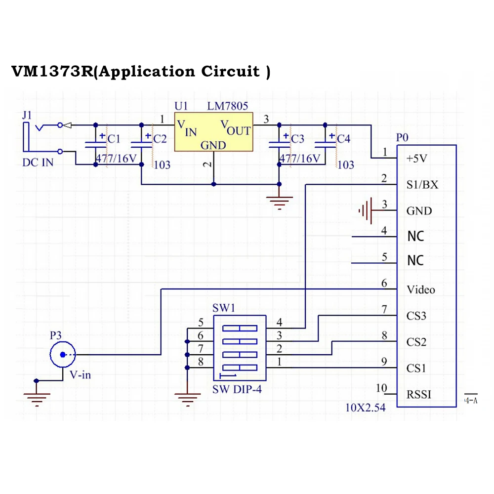 VM1373R 1.2G 1.3G FPV Video Transmission Module Analog Wireless Audio/Video Transmission Receiver Module 75Ω Impedance DC5V