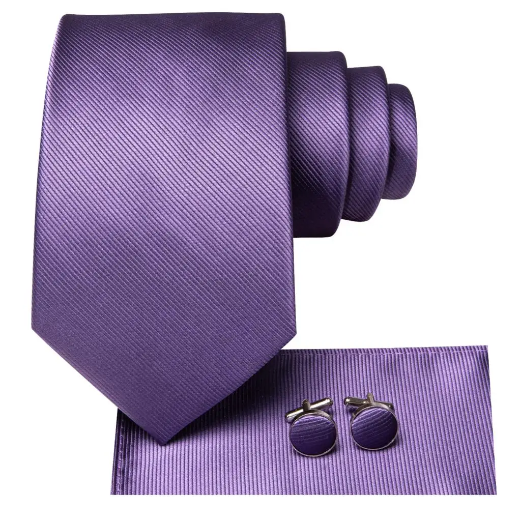 Solid Purple Paisley 2022 New Fashion Brand Ties for Men Wedding Party Necktie Set gemelli a mano regalo all'ingrosso Hi-Tie Design