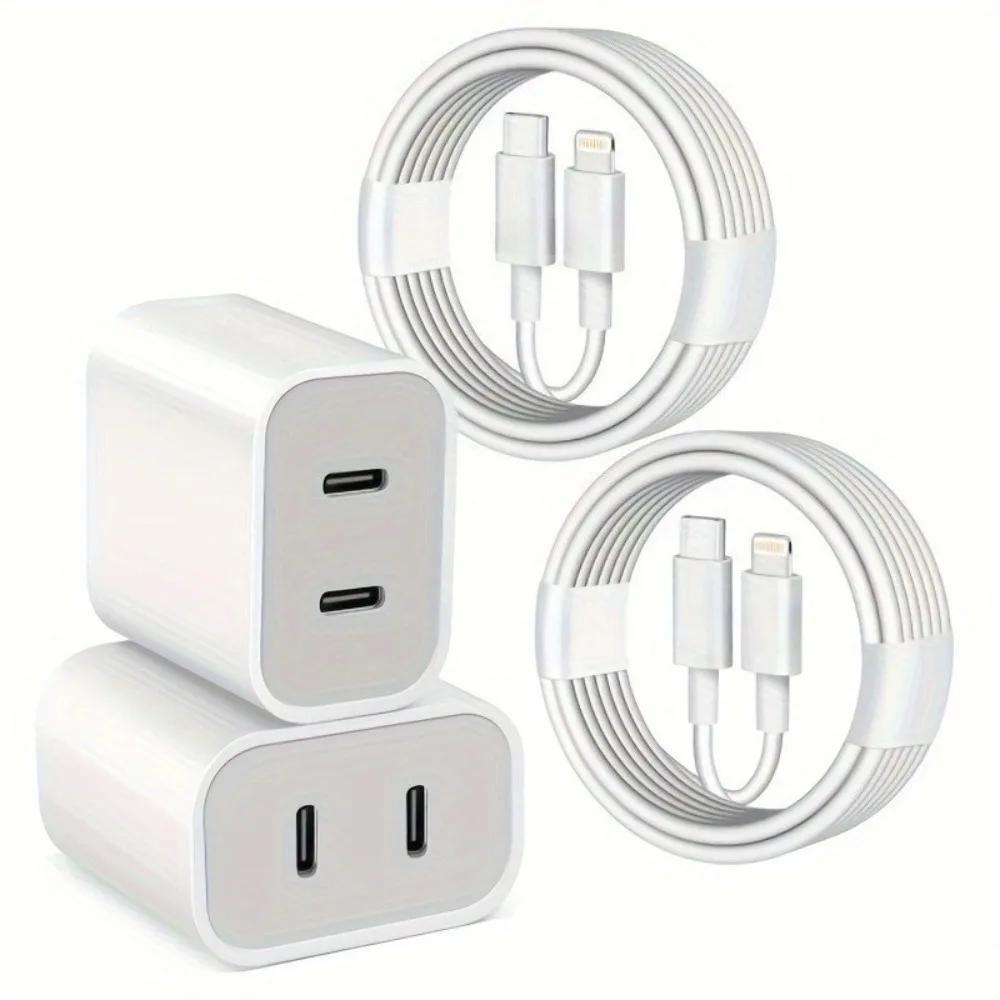 

Сертифицированный MFi комплект для зарядки: 2 зарядных устройства с двумя портами по 20 Вт и кабели длиной 6 футов для iPhone 14/13/12/11/XR/XS/8 и iPad