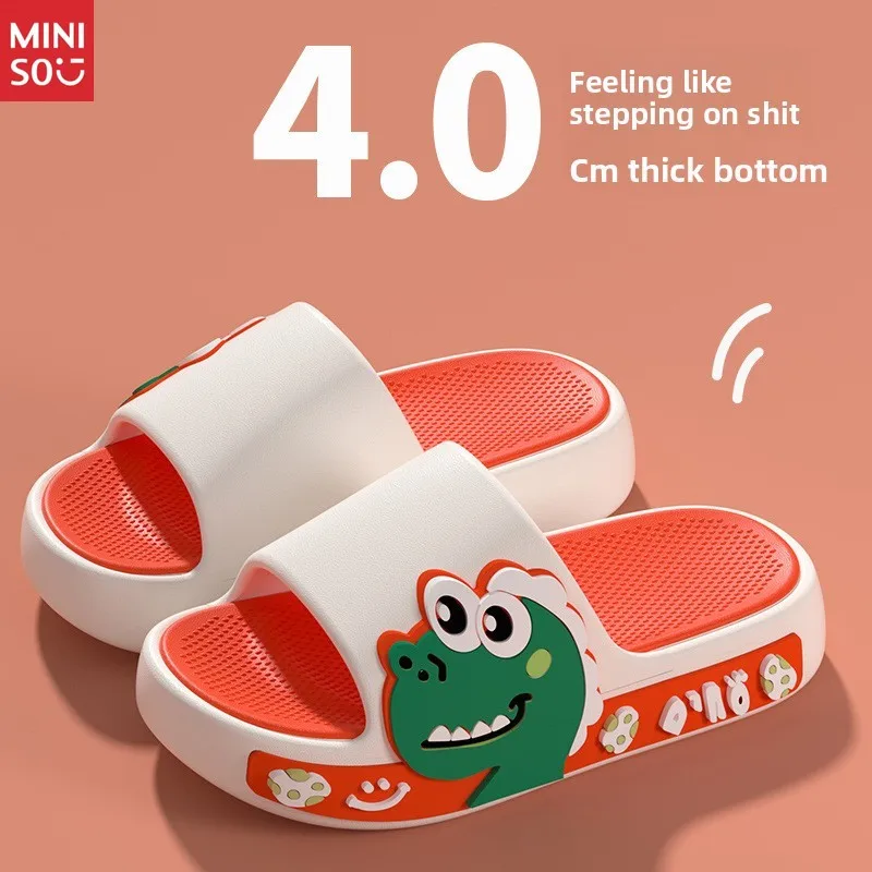 Chinelos Miniso Dinosaur para crianças, sandálias antiderrapantes com sola macia para meninos e meninas