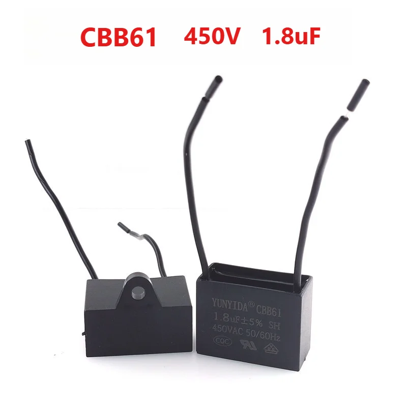 CBB61 Fan Start Capacitor 1.8uF 450V AC 10Pcs Motor Run Capacitor for Fan Motor