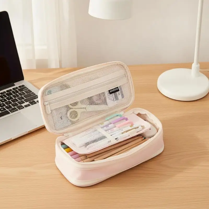 Cute Minimalist Pencil Cases Large Capacity Water Repellent Pencil Pouch Stationery Organizer for High School Students