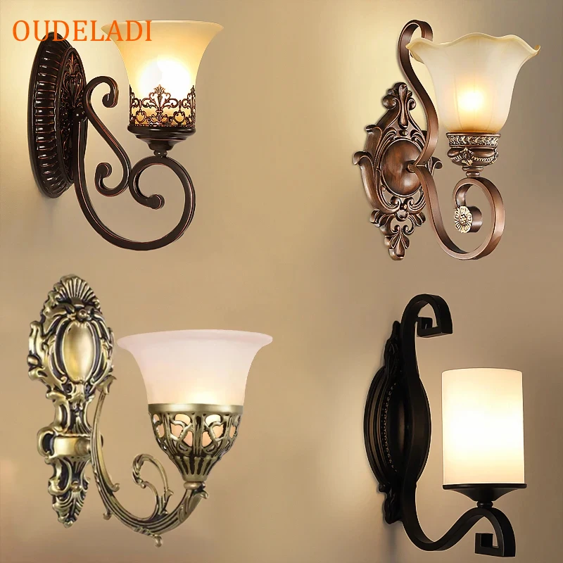 

European Artistic Vintage Wall Lamp For Living Room Home Lighting Glass LED Wall Sconce Arandela Lamparas De Pared