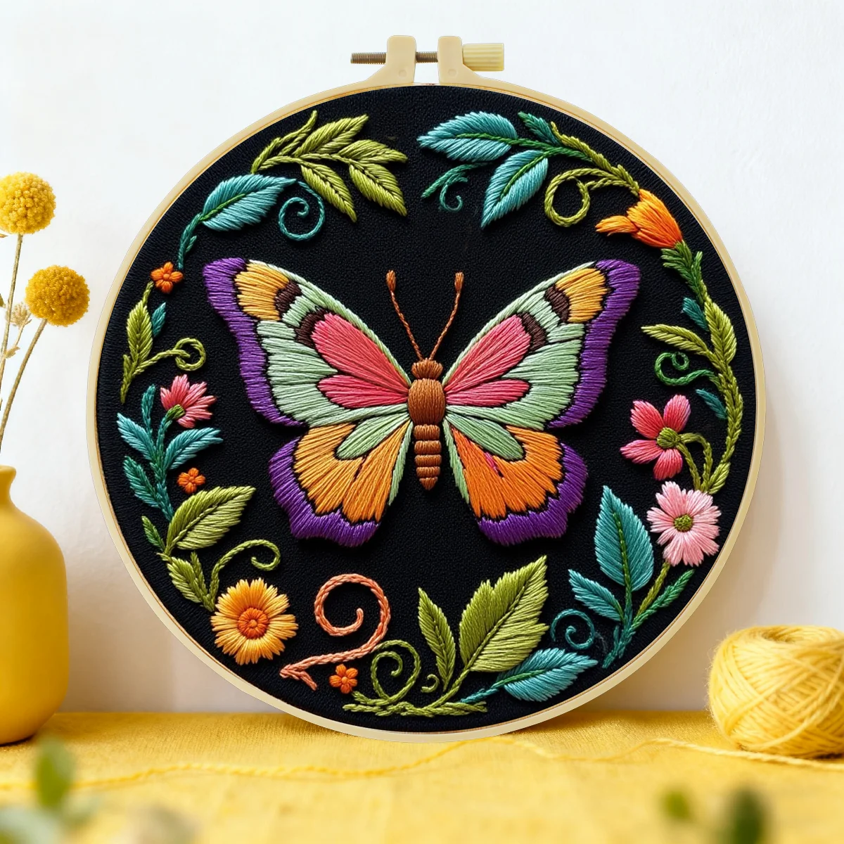 1 Stück 20X20CM/15X15CM 7,87/6,3 Zoll Schmetterling Taschen-Stickerei Starter-Kit DIY-Kit DIY-Stickerei-Set Handarbeiten Nähkunst – Detail 1
