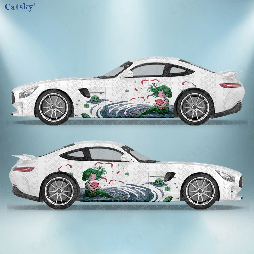 

2 шт. фантастических милых наклеек на боковые части автомобиля в виде русалок, самоклеящиеся, из ПВХ, водонепроницаемые и устойчивые к царапинам, аксессуар для автомобиля, подарок