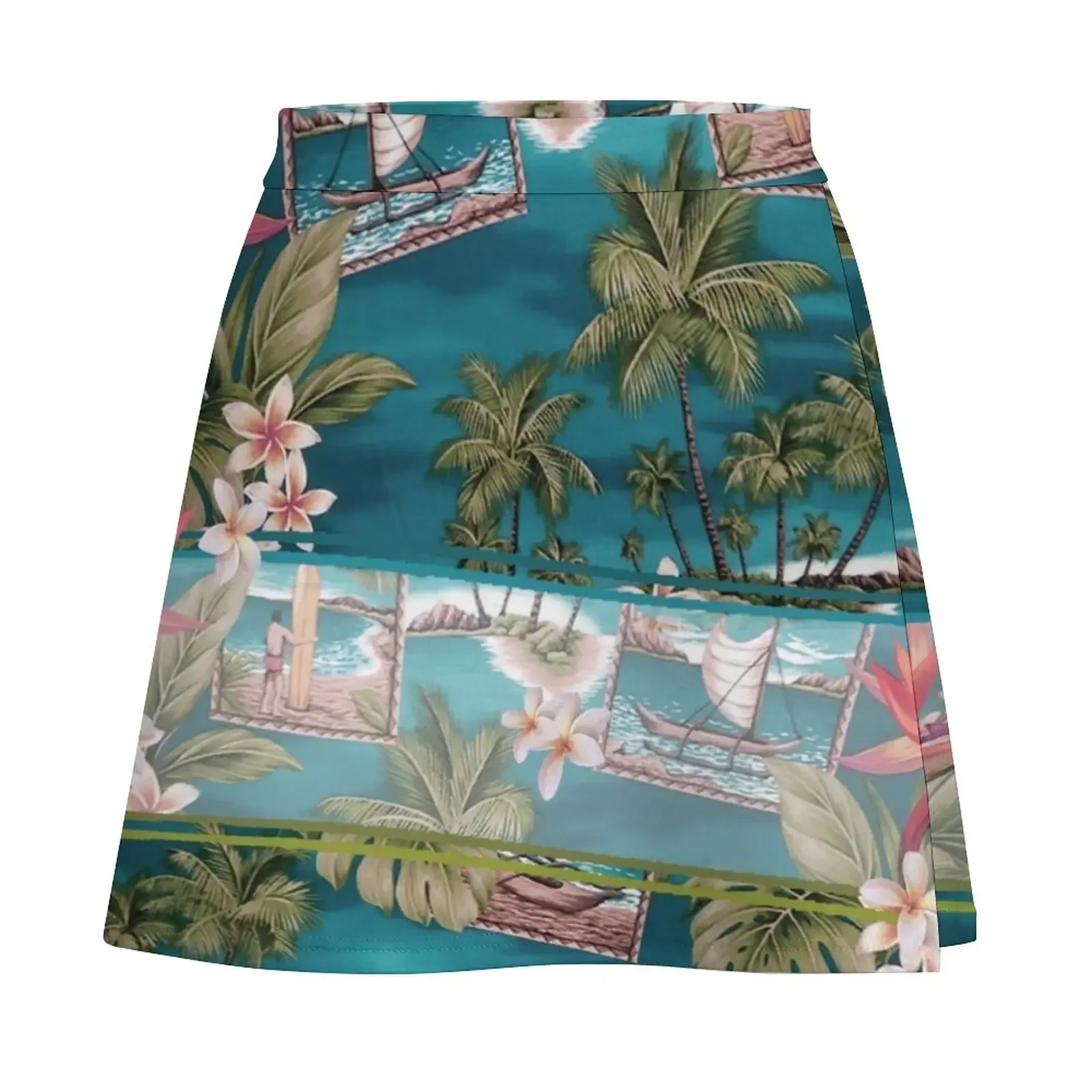 Retro Hawaiian Surfer Print Mini Skirt skirts for woman Women's dress japanese fashion women's summer dress 2024