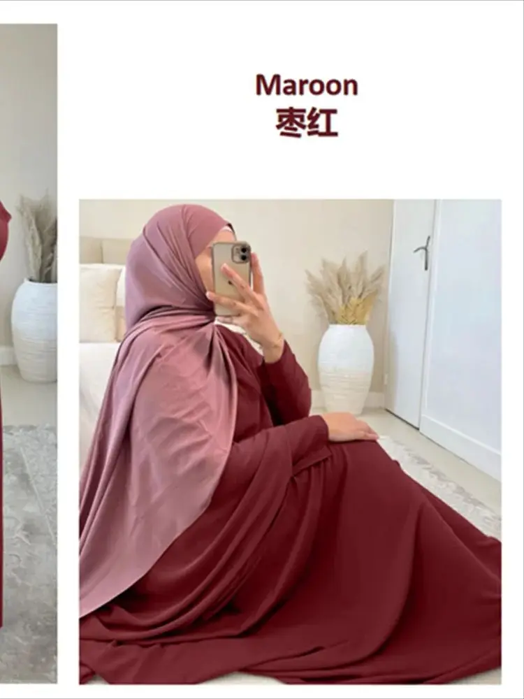 Eid Plain Modest Khimar Abaya Dubai 2024 Muslim Islam Arabic Palestine Abayas For Women Kaftan Dress Caftan Robe Femme Musulmane