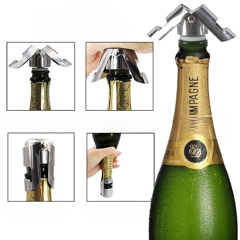 Portable Stainless Latches Champagne Sparkling Wine Bottle Stopper Sealer Bar Wine Plug Liquor Spirit Flow Red Wine Bottle Cap