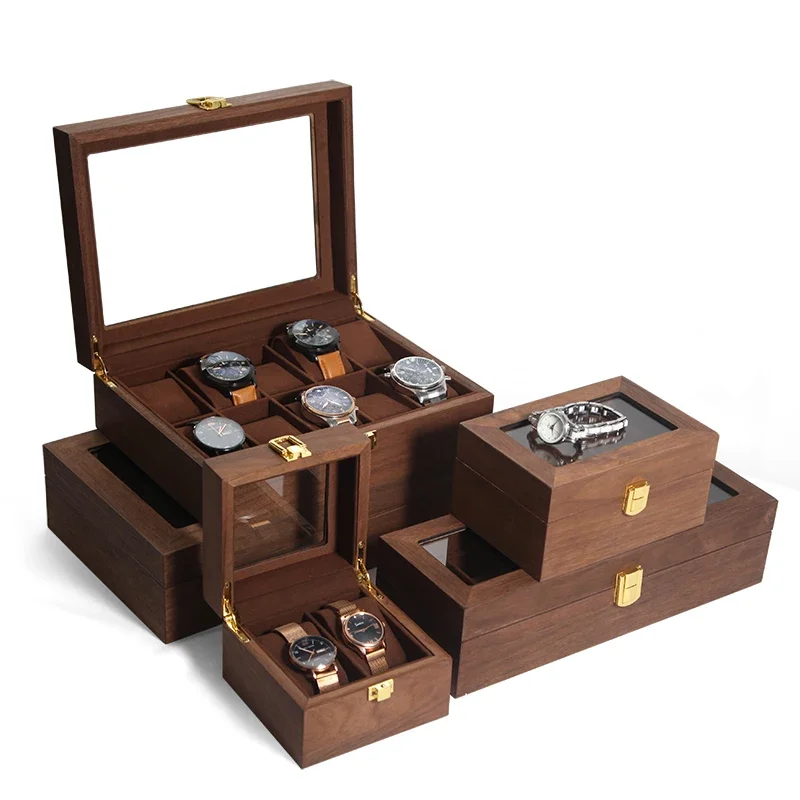 

Integrated Storage Box for Watches and Jewelry, Walnut Watch Display Case, Multi-Functional Organizer