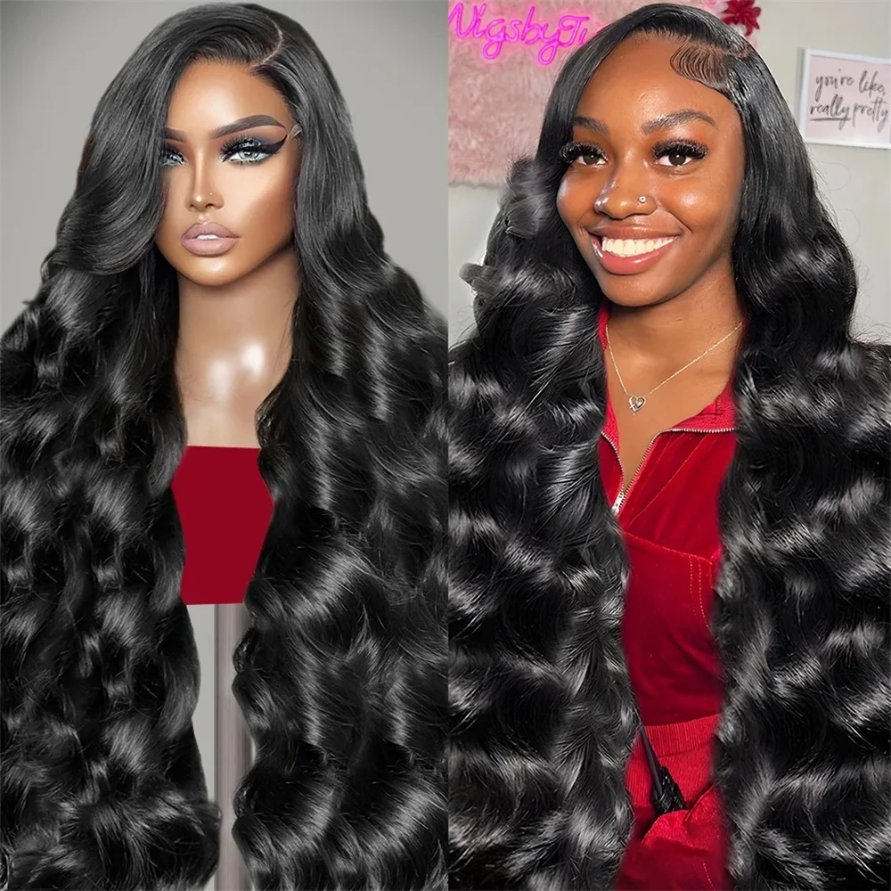 30 34Inch 13x4 13x6 Body Wave Lace Front Human Hair Wigs Brazilian Water Wave 360 HD Transparent Lace Frontal Wig For Women 180%