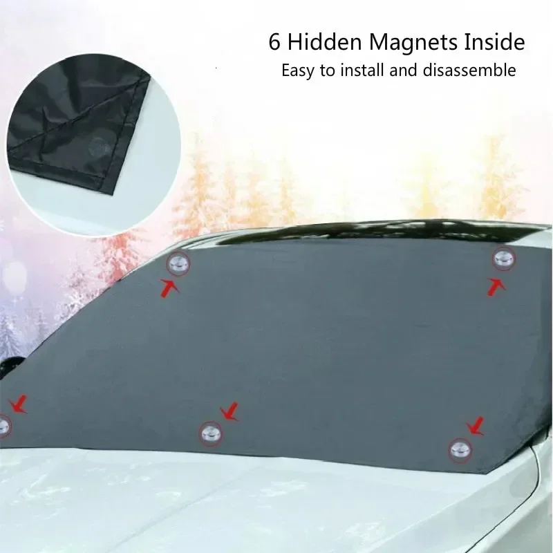 Magnetic Car Front Windscreen Cover Automobile Sunshade Cover Car Windshield Snow Sun Shade Waterproof Car Cover 210*120cm