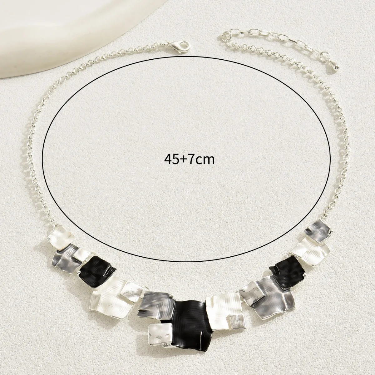 Geometric Block Design Necklace, Retro Bohemian Style, Personalized and Fashionable Collarbone Chain