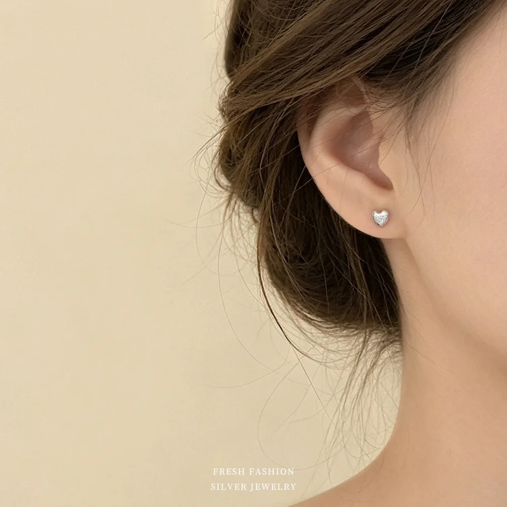 ITSMOS Single Textured Lava Heart Stud Earring Perfect Solo Stud for Stacking/Mixing Other Earrings For Women lovely Gift