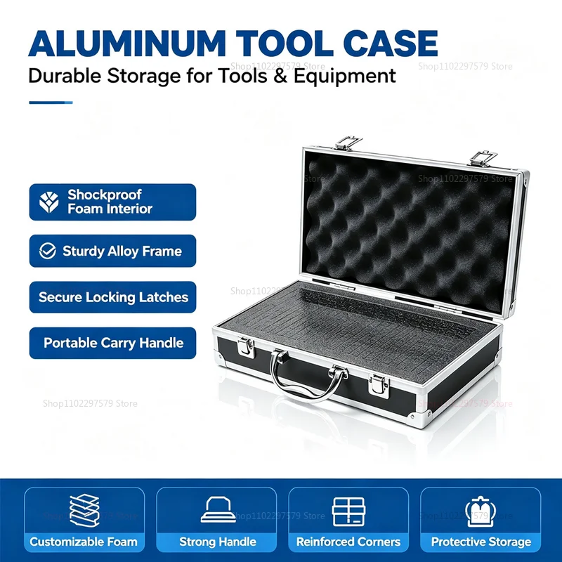 Durable Aluminum Tool Box with Safety Locks and Impact-Resistant Exterior-Protective Sponge Interior for Tools Equipment Storage