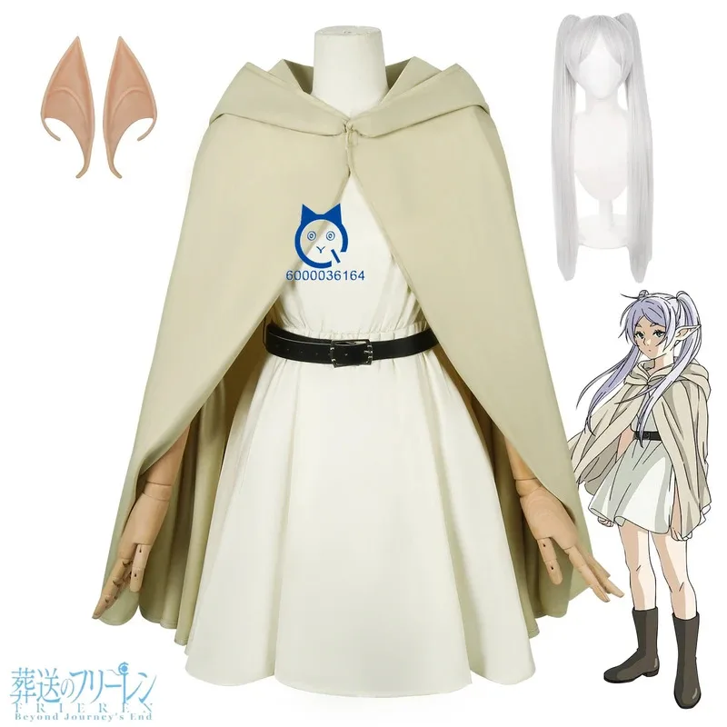 

Frieren: Beyond Journey's End Frieren Cosplay Costume Anime Clothes Cloak Dress Training Outfit Wig for Women RolePlay Comic Con