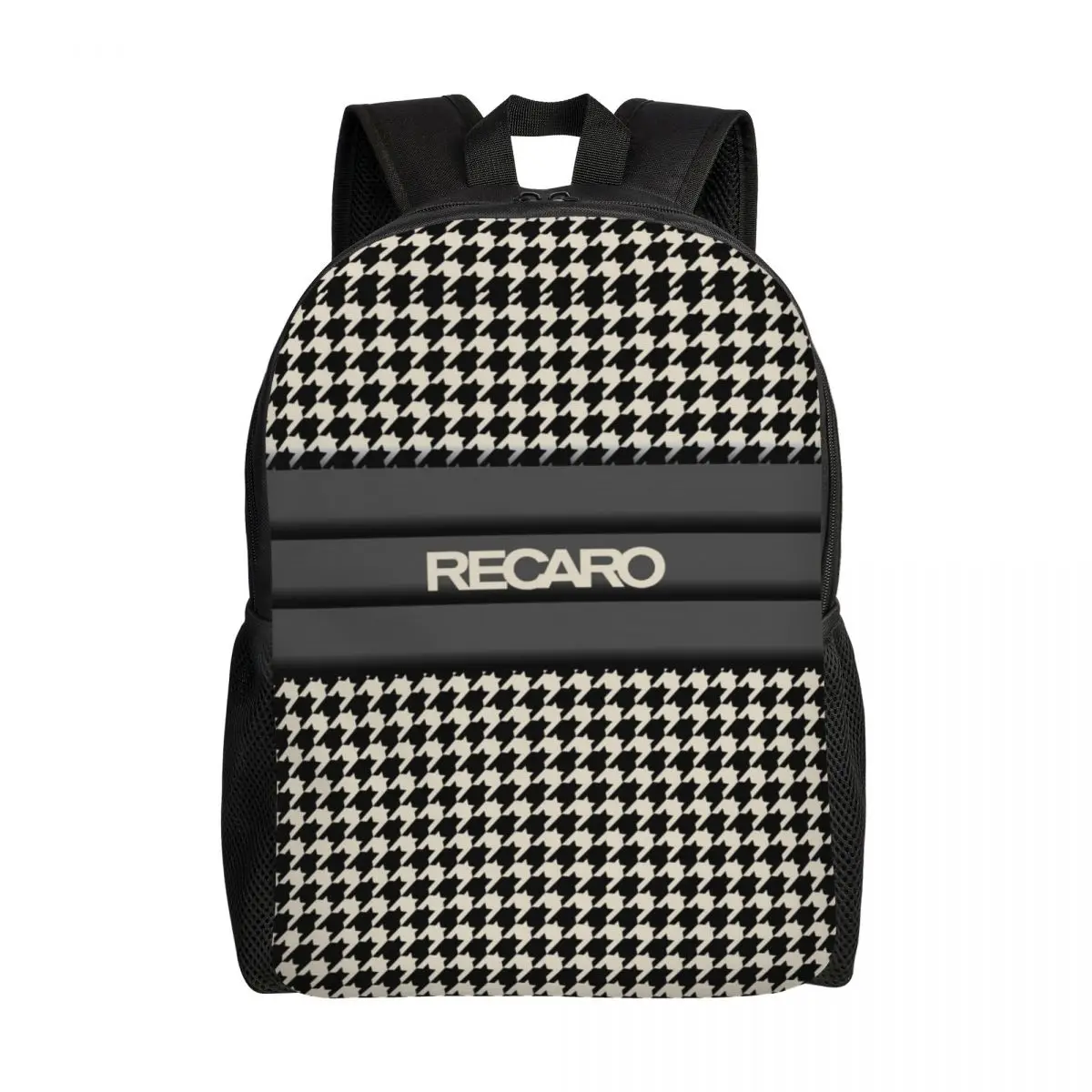 사용자 정의 Recaroes 좌석 Houndstooth 배낭 소녀 소년 대학 학교 여행 가방 남성 여성 Bookbag 15 인치 노트북에 적합