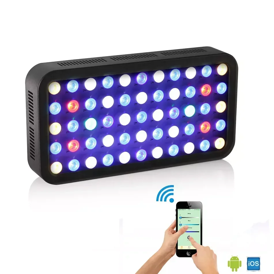 165w bluetooth wifi control three channels five models marine reef coral fish tank full spectrum led aquarium lights