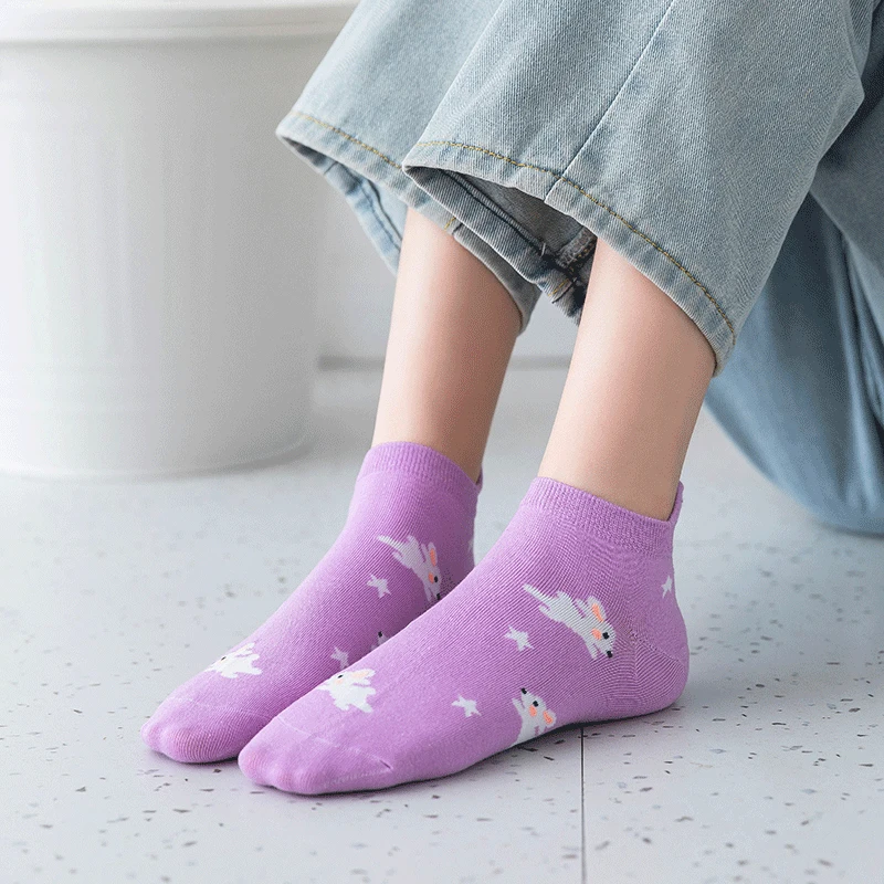 2023 Women\'s Summer Embroidery Cartoon Animal Cotton Boat Socks Cute Rabbit Trend Breathable Invisible High Quality Socks