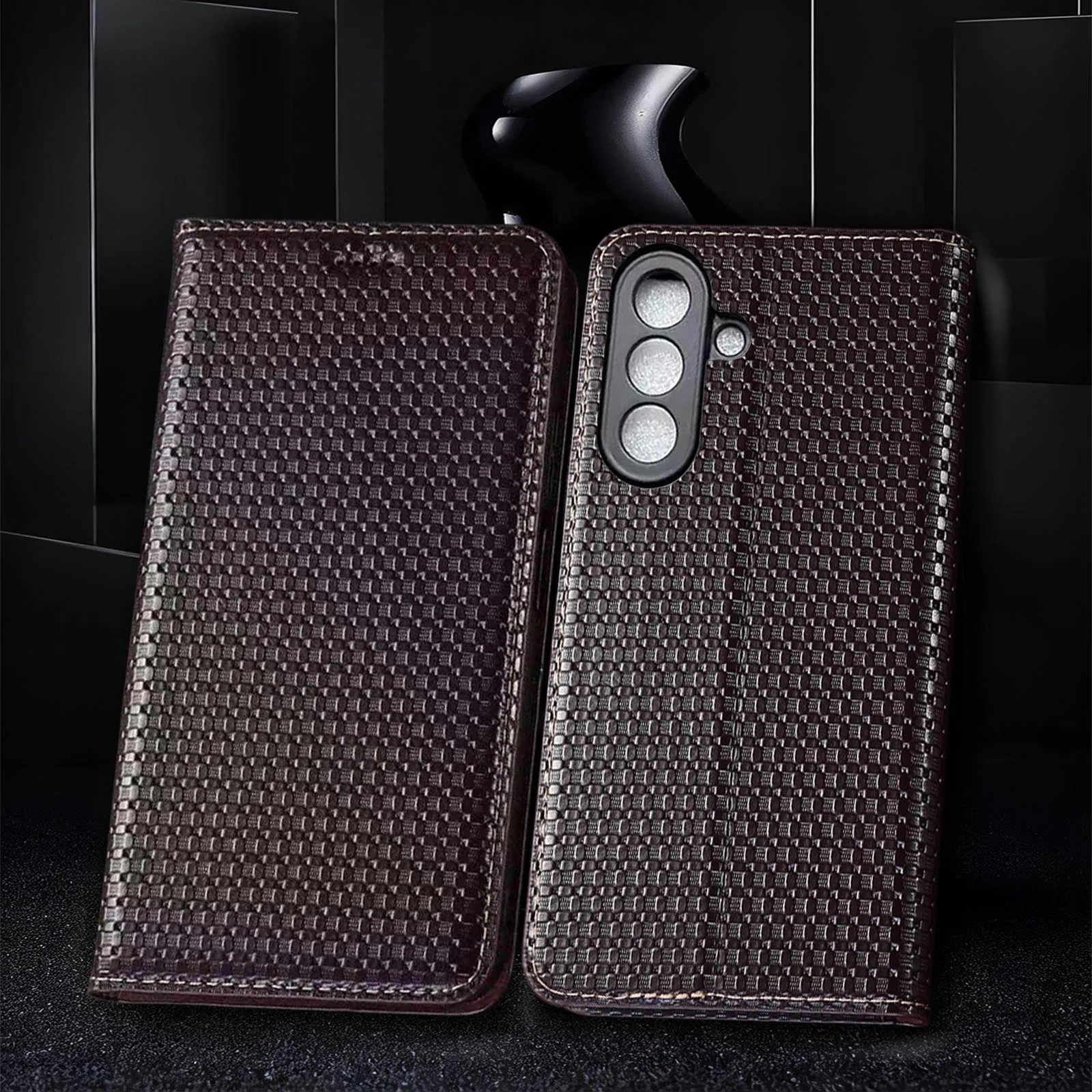 

Для Samsung A14 A15 A16 A24 A26 A34 A35 A36 A53 A54 A56 A73 4G 5G Grass Mat Pattern Чехол-раскладушка из натуральной кожи из воловьей кожи