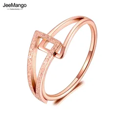 JeeMango Design Titanium Stainless Steel Geometric Party Rings Rose Gold Color Bohemia Beach Ring Jewelry For Women JR20084