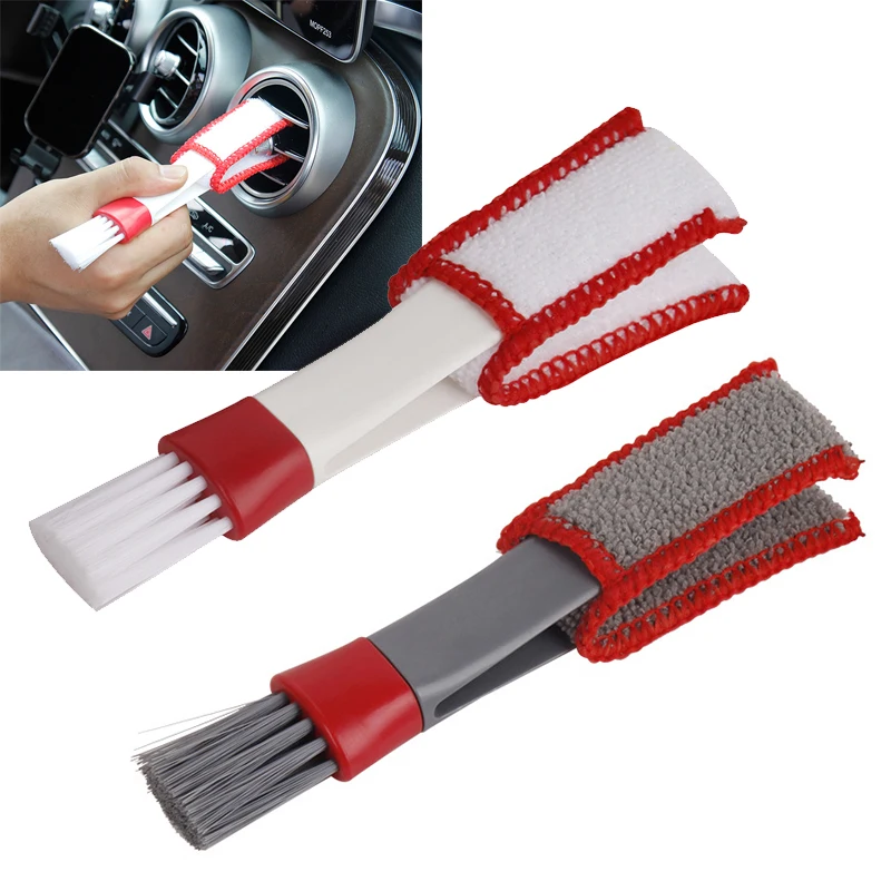 

Car Air Vent Cleaning Brushes Universal Auto Air Conditioner Outlet Double Heads Interior Dusting Brush Car Cleaning Tools 1Pc