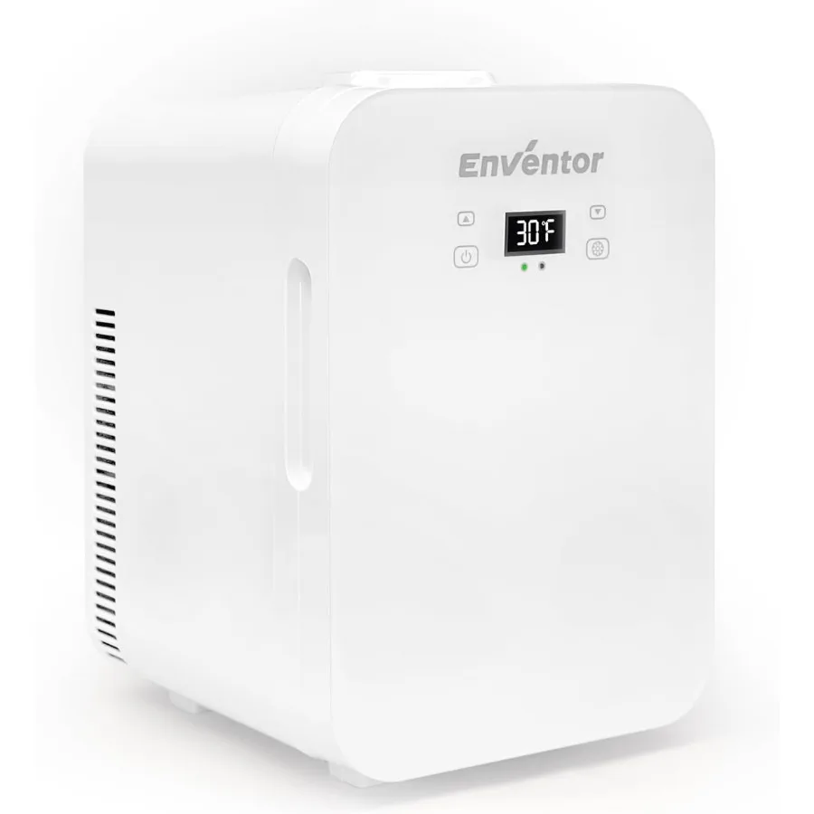 

10L Mini Refrigerator for Skincare White Portable Thermoelectric Cooler with LCD Display AC 120V DC 12V Ideal for Cosmetics Foo