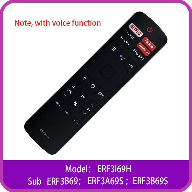 ERF3I69H Sub ERF3A69 ERF3B69 ERF3I69V ERF3A69S ERF3B69S ERF3N69H ERF3F69V Voice Remote Control Replacement For Hisense  Smart TV