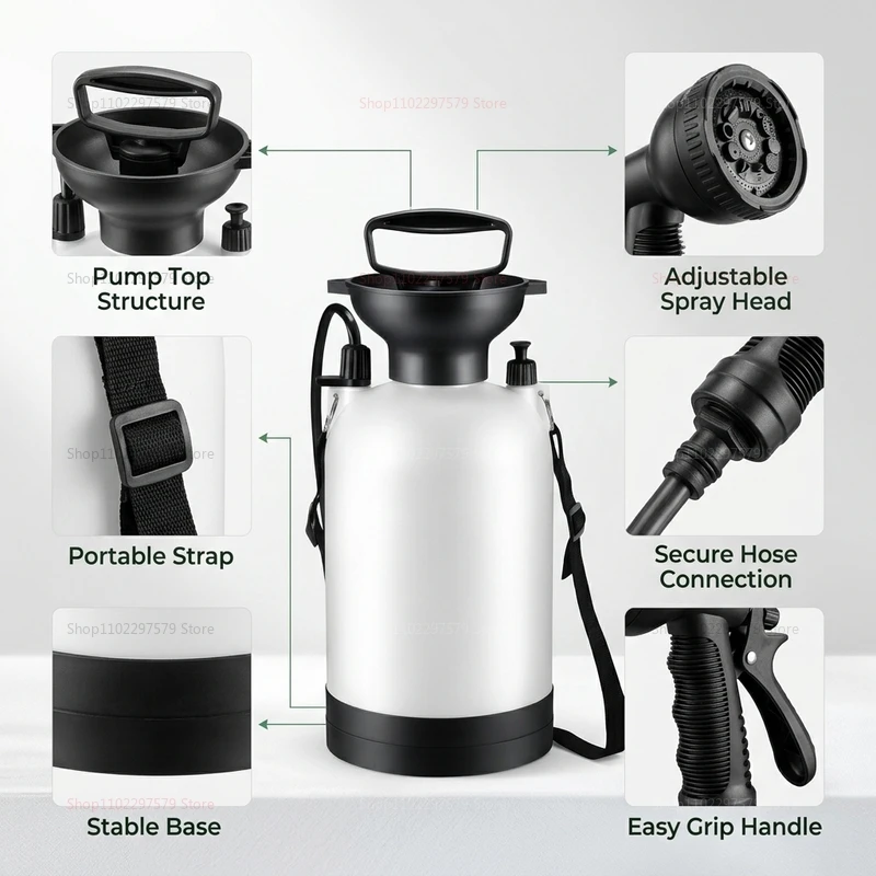 Portable Camping Shower 5L Manual Pump Water System Outdoor Shower with 1.5 Meter Hose Perfect for Hiking Beach Backpacking view 3