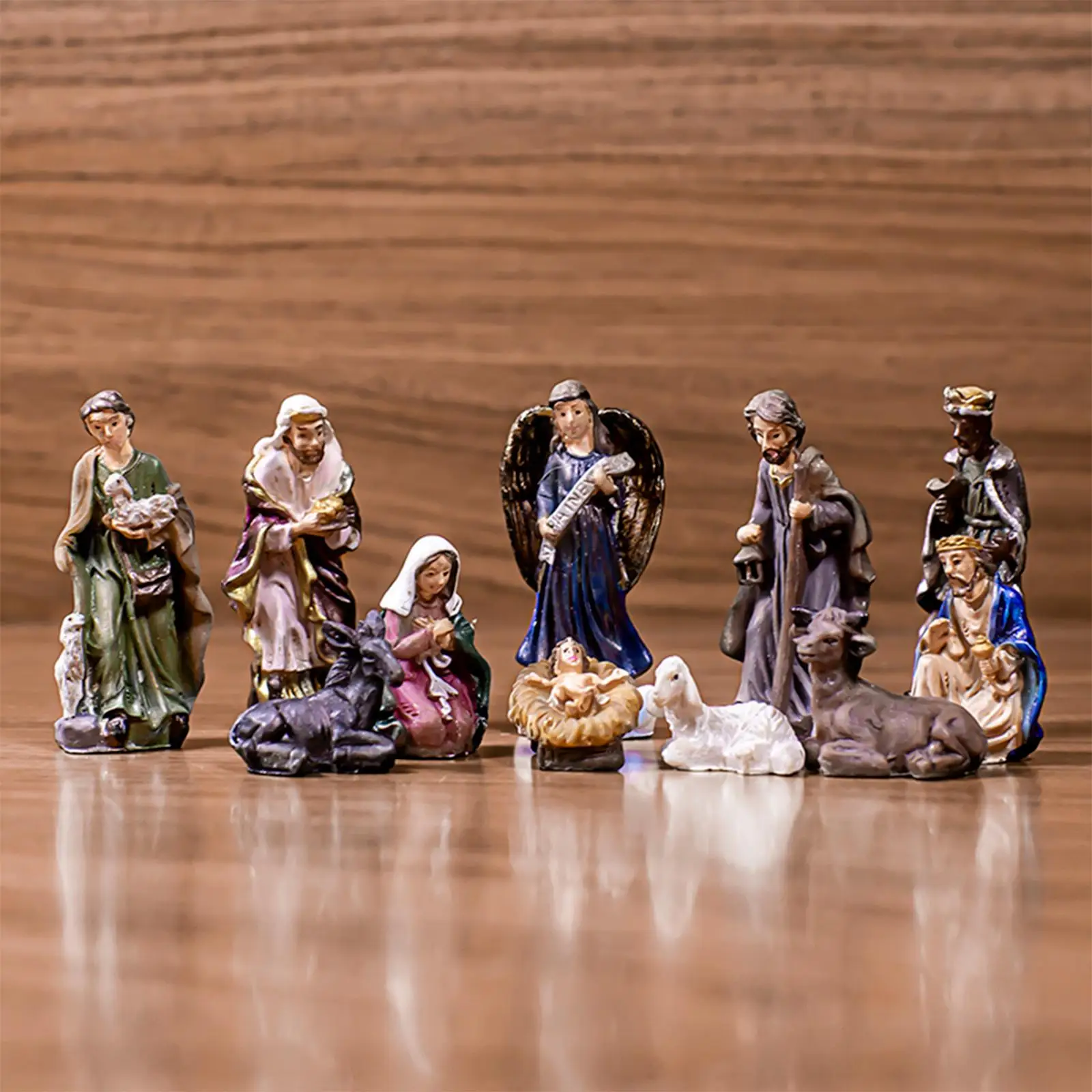 11Pieces Nativity Scene Statue Resin Collection Birth of Jesus Hand Painted