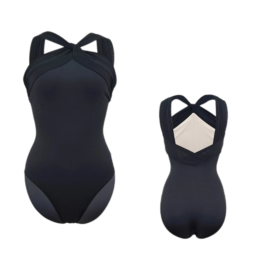 Women's Twist Front Ballet Leotard High Stretch Criss Cross Back Dance Bodysuit for Training