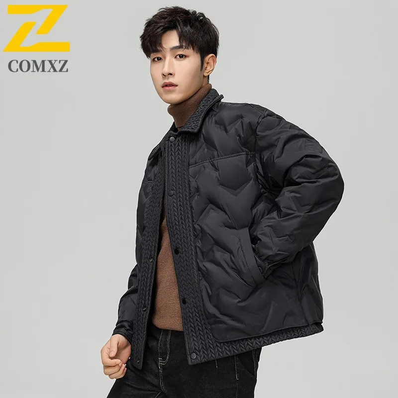 COMXZ Cotton Padded Jacket Versatile Loose Casual Lightweight Travel Padding Coat Snowy Minimalist Padded Jacket Men's Clothing