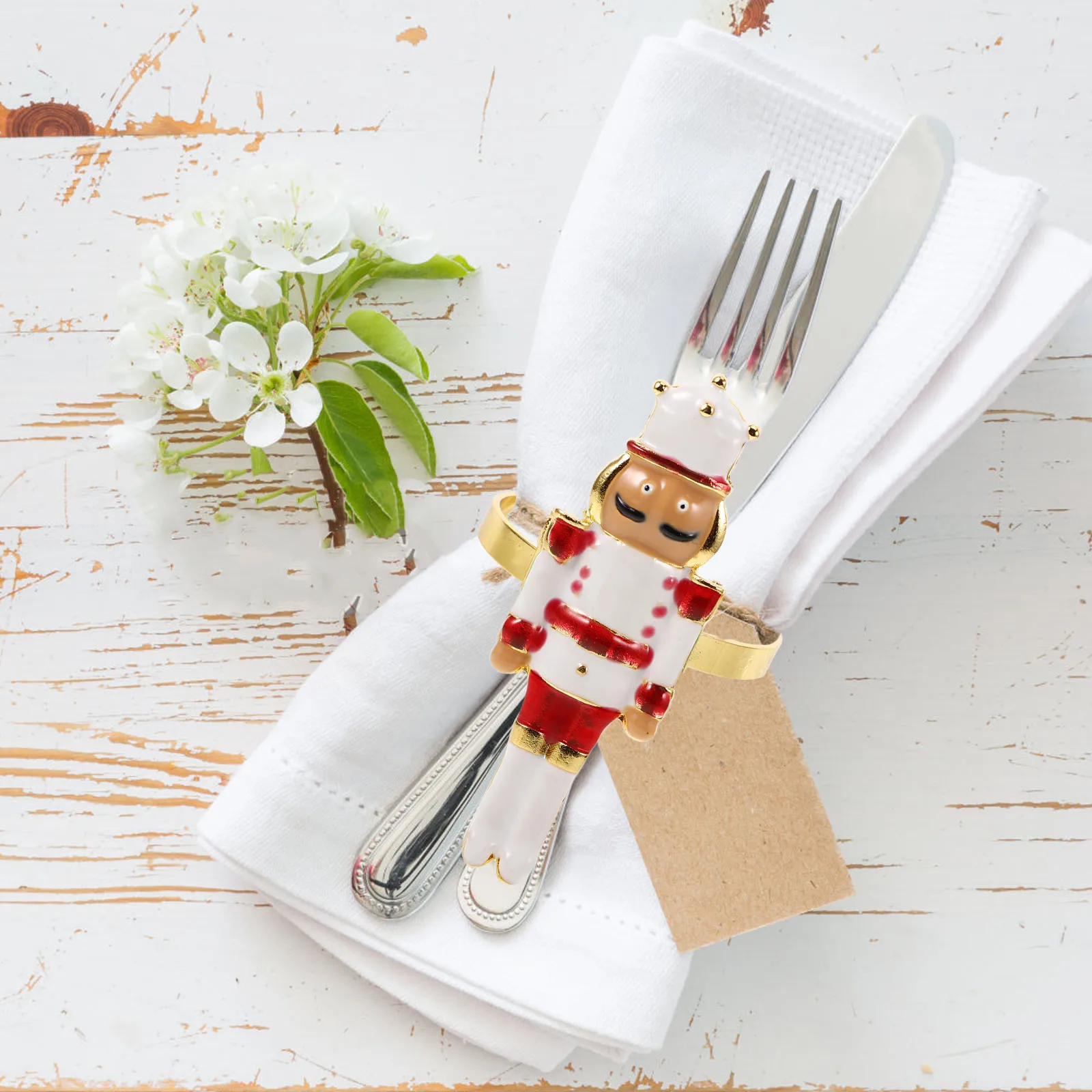 

4 Pcs Christmas Style Napkin Buckle Decor Dining Table Top Accessories Elegant Rings