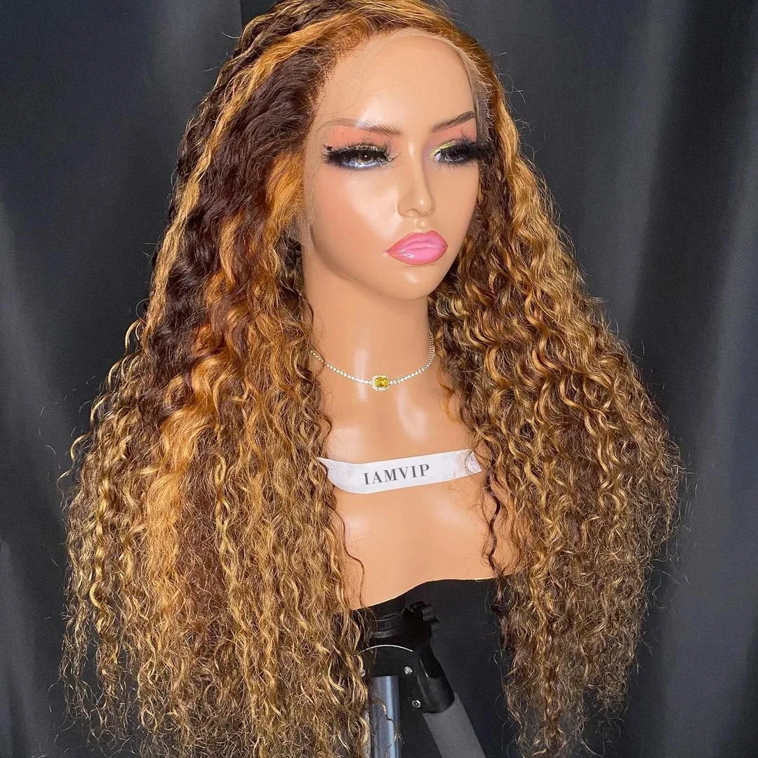 

30 Inch 13x4 13x6 Curly Highlight Lace Front Human Hair Deep Wave Lace Frontal Wig Brazilian 200 Density For Black Women