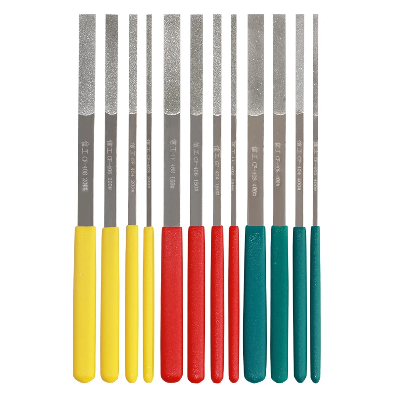 Diamond Flat And Diagonal File Set CF-400 # - 600 Grit Fine Sand 200 Grit 150 Grit Flat File with Diamond Rubbing Knife