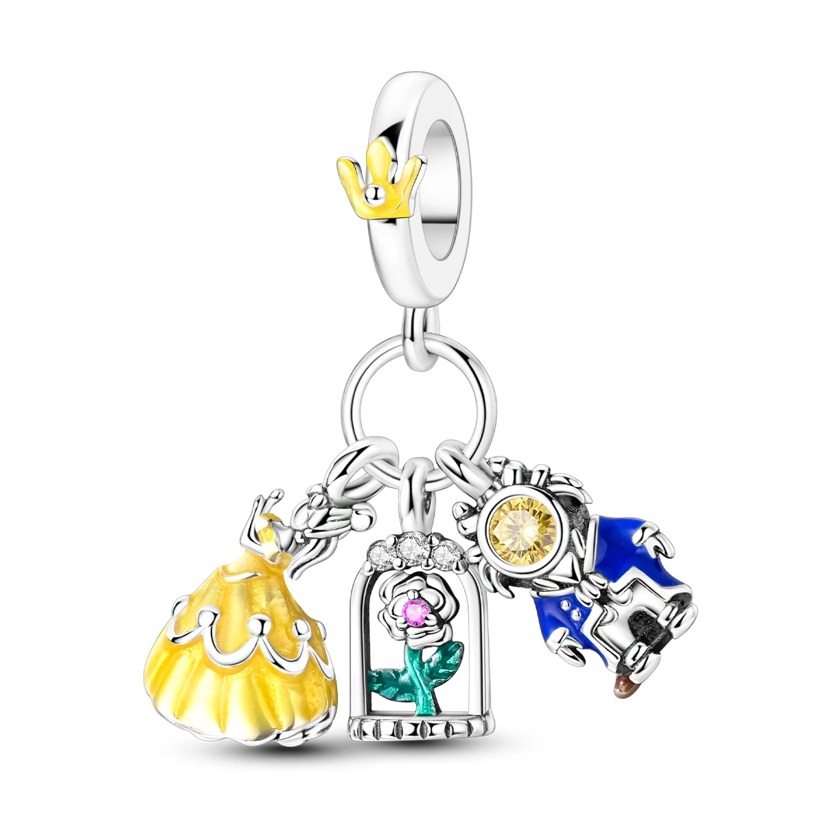 Beast And Princess Dress Pendant Fit Bracelet Diy 925 Sterling Silver Charm For Woman Fine Jewelry