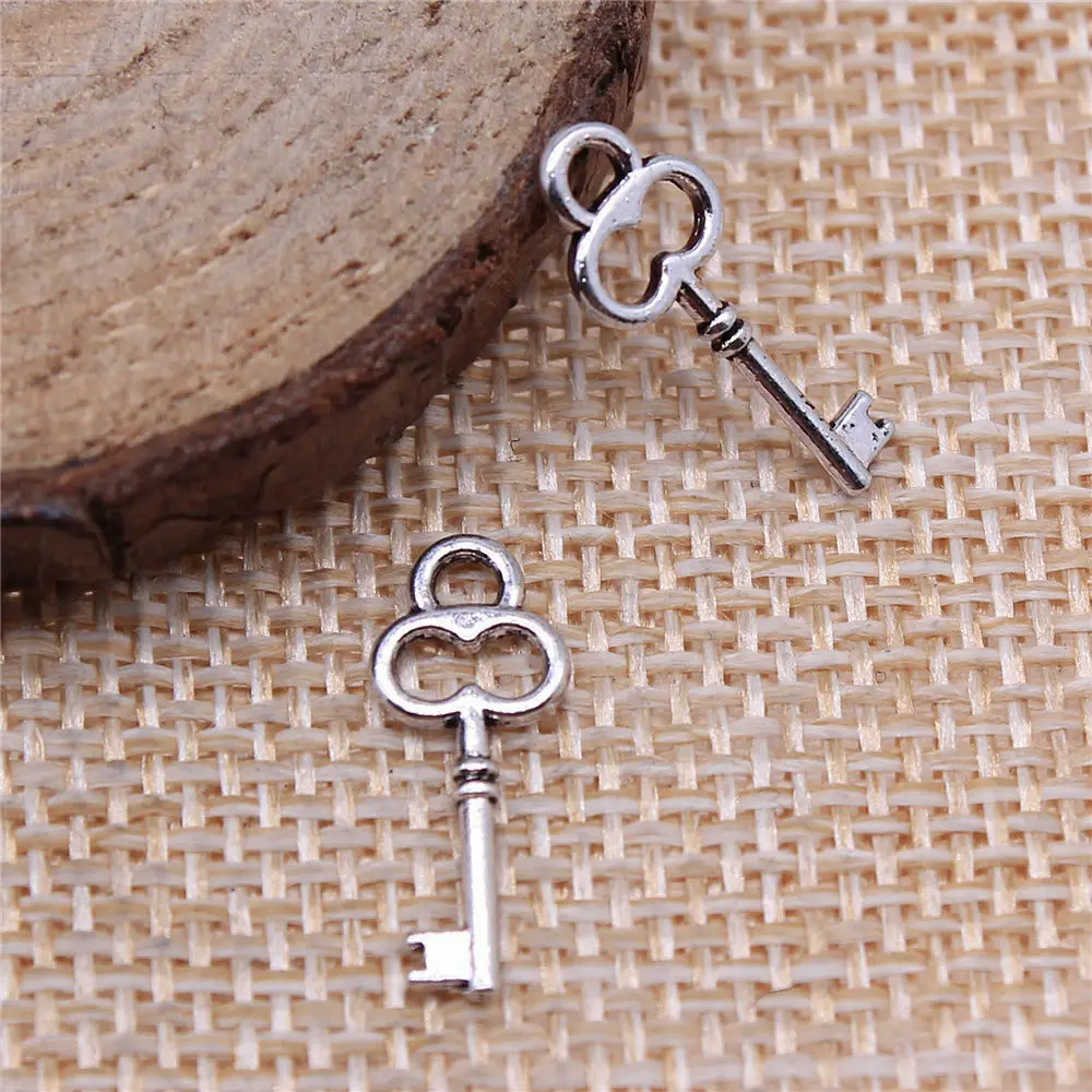 Women Accessories Key Charms Jewelry Materials 7x17mm 40pcs